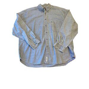 Eddie Bauer Vintage 1990s Denim Long Sleeve Chambray Shirt Size X Large